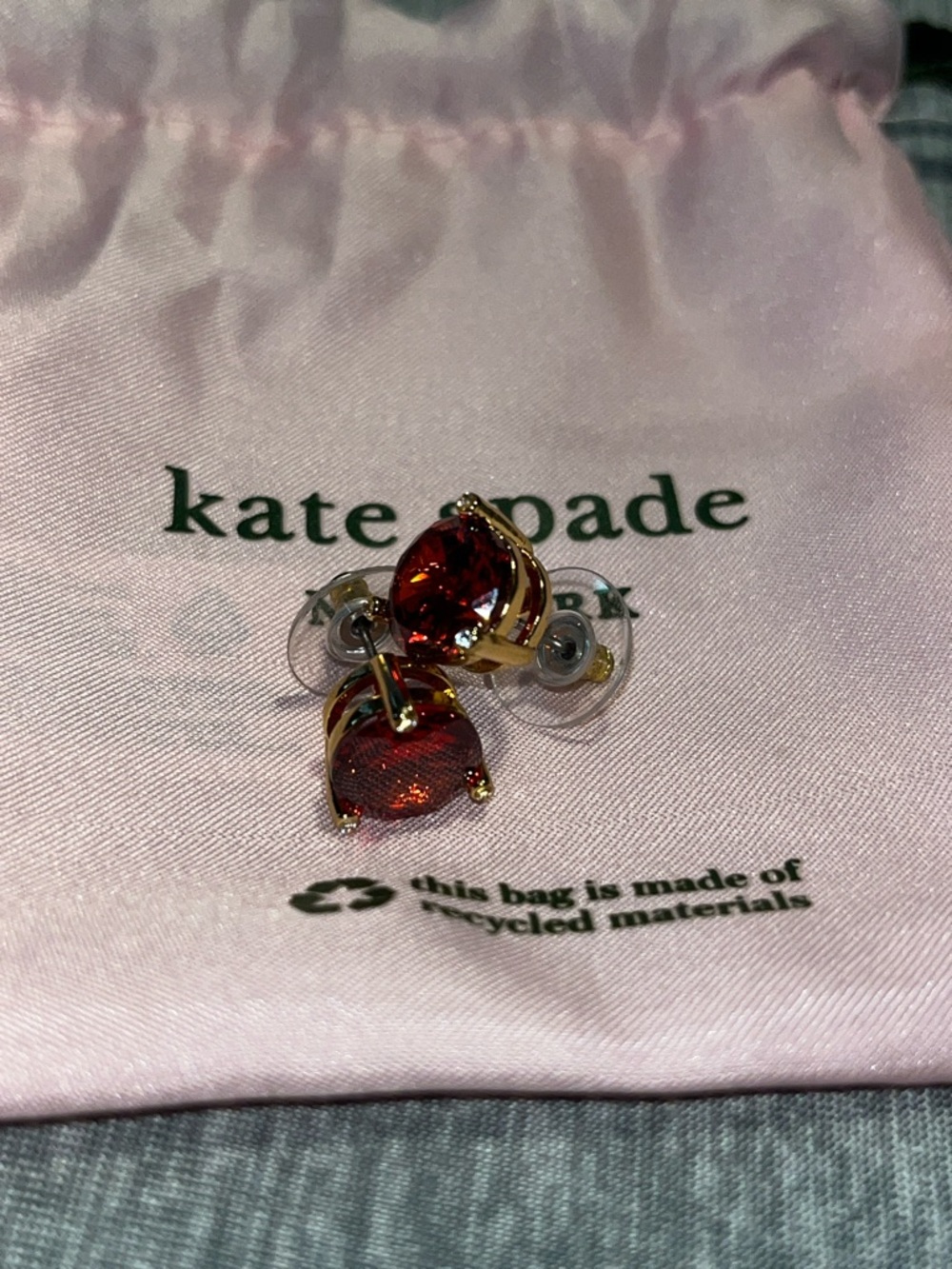 kate spade Gold-tone Earrings with Red Gemstones